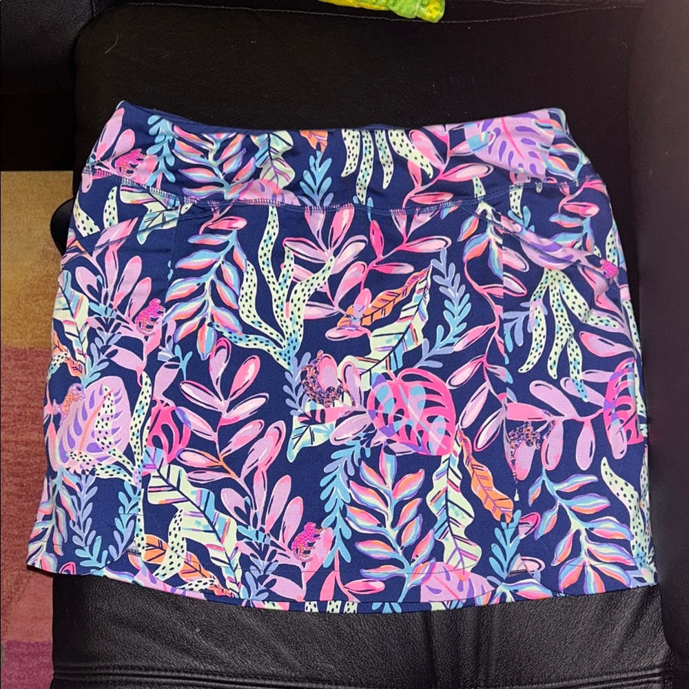 Lily Pulitzer UPF 50+ Luxletic Sporty Floral Navy A-Line Skort with Pockets
